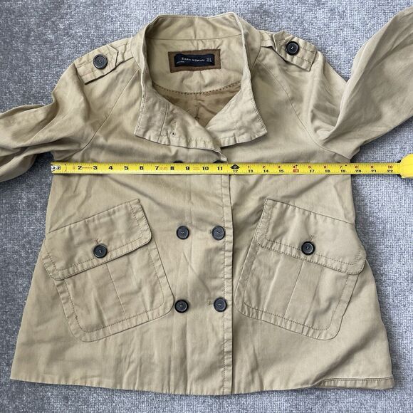 Zara Woman Jacket Womens Small Beige Khaki Casual Short Swing Buttons Chic Coat - Picture 6 of 9
